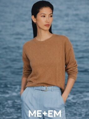 ME+EM 100% Cashmere Relaxed Sweater Brown M Timeless Luxury